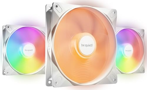 be quiet! Light Wings LX 140mm PWM high-speed White Triple Pack, 3 fans included, illuminated hub, multiple colors+modes, optimized fan blades for extraordinary air pressure, daisy chain option
