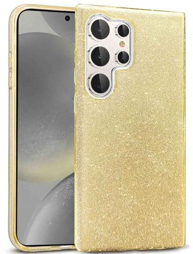 Verco Carcasa para Samsung Galaxy S23 Ultra Case, diseño de purpurina para Samsung S23 Ultra 5G, funda de silicona TPU, color dorado