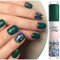 Glitter Nail Polish - Green Nail Varnish, Flash Shiny Nail Varnish, Double-Head Nail Varnish, Quick Drying & Long Lasting Nail Polish for DIY Nail Art at Home (Dark Green+Sequins Multicolor, 10ML)