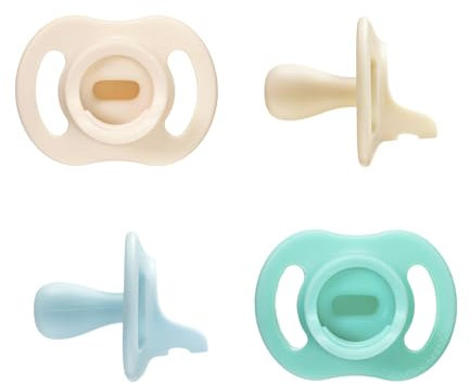 Tommee Tippee Ciuccio Ultra-light StayPut, 0-6 Mesi, Confezione da 4, Succhietto Ortodontico, Design Monoblocco in Silicone
