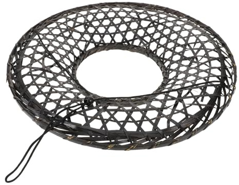 Alipis Hohl Gewebter Bambus Reishut Schwarz 36cm für Party Bühne