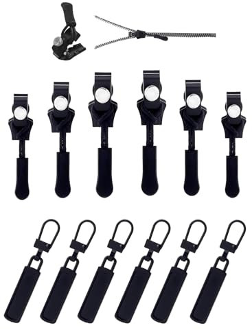 Cerniera Lampo Riparazione, Frundoo Cerniere Lampo Ricambio, 3 misure Tira Zip Rimovibile, Cursori per Cerniere Lampo Cursore Cerniera Universale per Giacche Borse Valigie Jeans Abbigliamento(12 Pcs)