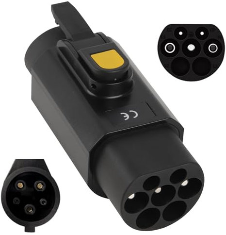 Jiacheng Typ 2 auf Typ 1 EV-Adapter (Stecker auf Buchse), 32A EV-Ladekabeladapter Ladegerät IEC 62196 auf SAE J1772 für Elektrofahrzeuge Konverter Autoladeadapter