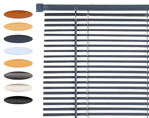 Lister Cartwright 25mm PVC Venetian Blinds Windows Blind Easy Fit Child Safety Included (Steel Textured, 60 cm Width x 160 cm Drop)