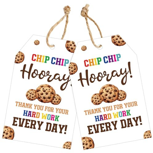 joycraft 50 Stück Keks-Dankeschön-Geschenkanhänger, 8,4 x 5,3 cm, Mitarbeiter-Auszeichnungen mit Schnur, Papier-Geschenkverpackungsetiketten für Lehrer, Dankeschön für Ihre harte Arbeit, Etiketten für
