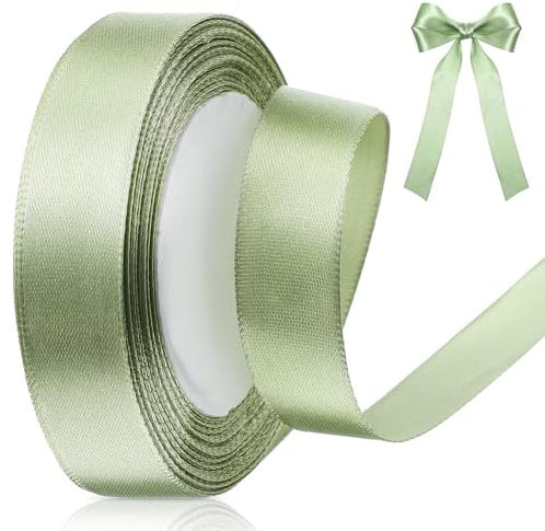 Nogeqi 2 Rollen 22m Satinband Geschenkband Salbei Grün 20mm Breit, Geschenkband Mintgrün, Schleifenband Eukalyptus Grün Seidenband Salbeigrün Für Hochzeit Halloween Weihnachten Taufe Geburtstag