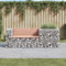 Verderoom Gartenbank aus Gabionen Sitzbank Parkbank Gartenbank Holz Stein Gabionenkorb Gabionenbank Witterungsbeständig Ruhebank Gartenbank mit Lehne-Natürliches Douglasie-192 x 71 x 65,5 cm