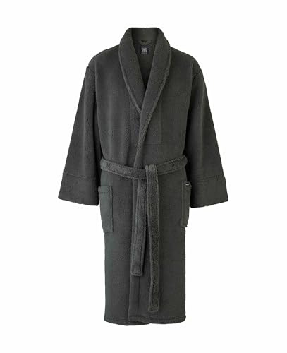 THE SAVILE ROW COMPANY LONDON Men's Lightweight Super Soft Warm Fleece Bath Robe Dressing Gown - Charcoal - Medium
