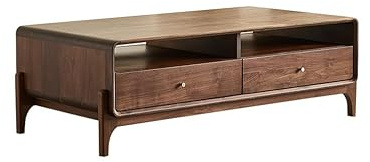 Industrieller Stil 130x70x45cm Nussbaum Massivholz Wohnzimmer Aufbewahrungstisch, einfacher Coffee Shop Verhandlungstisch mit Schubladen Aufbewahrungsmöbel für Wohnzimmer, Schlafzimmer, Balkon, Hof