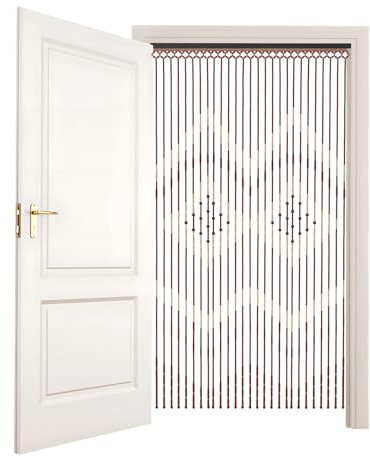 Türvorhang Insektenschutz, Bambusvorhang 90x175 cm - 27 Stränge Türvorhang Bambus, Fliegenvorhang - Fadenvorhang, Perlenvorhang für Veranda, Terrassentür, Zimmereingang