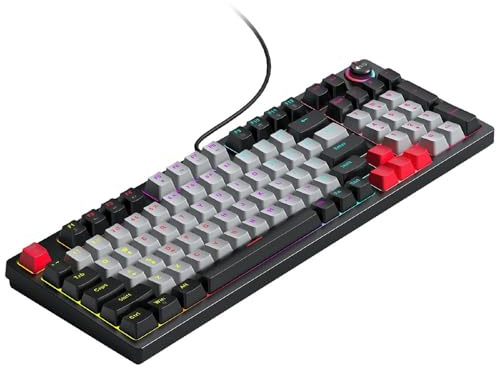 T50 RGB Mechanical Gaming Keyboard, 97-Key USB Wired, Grey and Black Design, Customizable Backlit Illumination for PC Gaming (Grrey/Black)