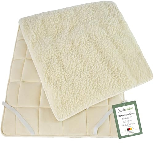 franknatur Unterbett 100x200 Premium Topper Lammflor Auflage mit Schurwolle | wendbare weiche Matratzenauflage, extra viel Füllung aus Merino-Wolle, ganzjährig nutzbar, 4 Befestigungsgummis, OEKO-TEX