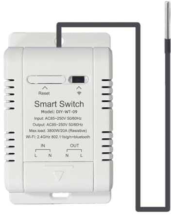 ERYUE Intelligente WiFi-Temperaturschalter-Fernbedienung mit Automatisierungsfunktion für den Bürogebrauch – EWelink-Sprachsteuerungsunterstützung (Temperaturschalter und 1 m wasserdichter)