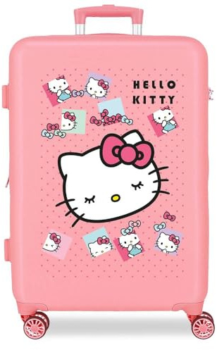 Hello Kitty Sanrio Bows Medium Rosa Valigia 46x65x23 cm Rigido ABS Lucchetto a Combinazione Laterale 56L 3.1kg 4 Doppie Ruote