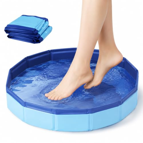 Pédiluve Piscine Pliable 1 Pièce, Bassin de Bain de Pieds pour Piscine | 50 x 50 x 10 cm, PVC tissé étanche, anti-fuite, sans gonflage, parois rigides, rangement compact pour piscine et plage