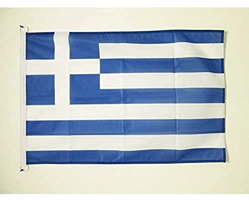 AZ FLAG - Drapeau Grèce Spécial Extérieur - 90x60 cm - Pavillon Nautique Grec En Maille Bloquée Avec Anneaux Plastiques Intégrés - 80g