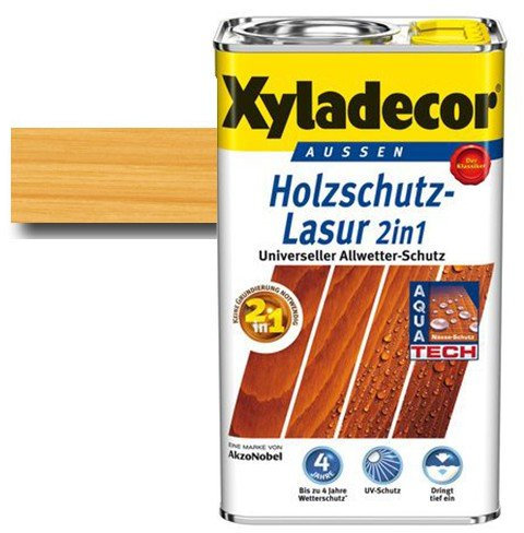 Xyladecor® Holzschutz-Lasur 2 in 1 Kiefer 4 l - farbbeständig | atmungsaktiv | Dünnschicht-Lasur