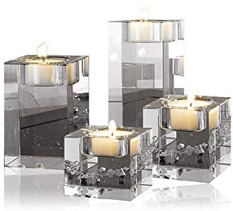 cosy-ycy Hohe Qualität K9 Kristall Kerzenhalter Kerzenständer Teelichthalter Kerzen steht Best Decor für Hochzeit Geburtstag Weihnachten Bar Party, Hight of 4+6+8+10cm