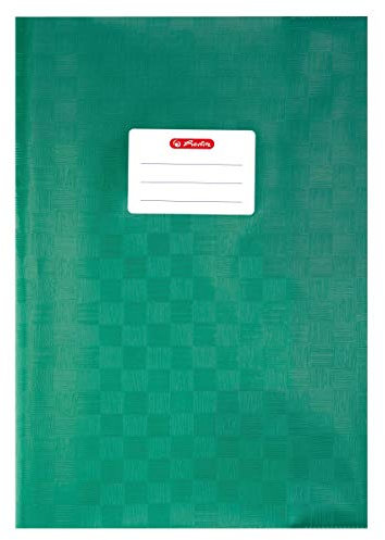 Herlitz Heftumschläge/Hefthüllen Din A4 / Baststruktur (Dunkelgrün, 5er Pack | A4)