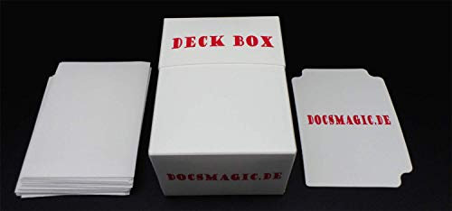 docsmagic.de Deck Box + 60 Double Mat White Sleeves Small Size - Mini Porta Mazzo & Bustine Bianco - YGO