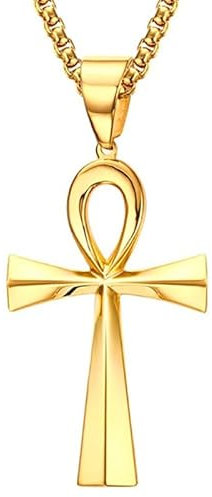 BOBIJOO JEWELRY - Pendentif Collier Homme Femme Croix de Vie Ankh Egyptienne Acier inoxydable Argent ou Or Chaîne - N01