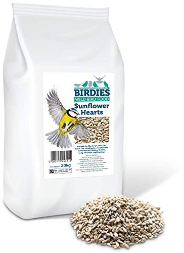 Birdies Sunflower Hearts- Bird Seed for Wild Birds -20kg Premium Husk Free Bakery Grade Kernels