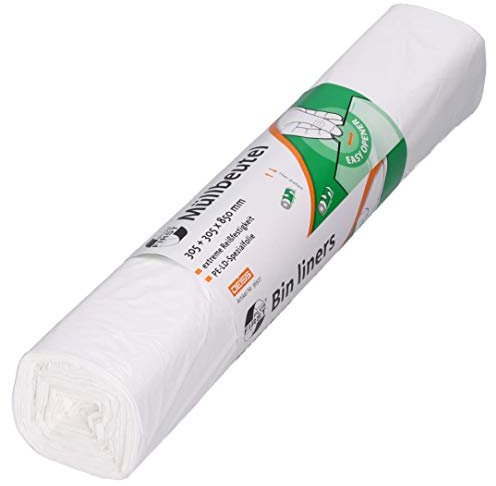 DEISS FIRST PLUS 36507 - En polyéthylène basse densité - 1A - 80 l - Compatible avec les paniers grillagés - Blanc - 40 pièces/rouleau