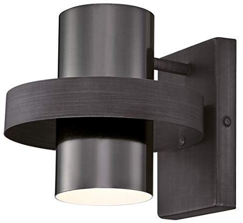 63691 Einflammige Wandleuchte Evita von Westinghouse Lighting für Innenbereiche, Ausführung in gealtertem Aluminium mit Lampenschirm aus GUN Metall