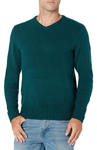 Amazon Essentials Jersey de Manga Larga con Cuello en Pico y Tacto Suave Hombre, Verde Bosque, L