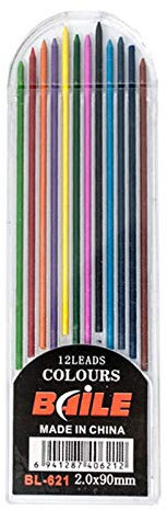 12 Stück 2,0 mm Druckbleistift Minen, Mechanical Pencil Leads Set, Farbe Minen für Entwurfszeichnung, Schreiben, Basteln, Kunstskizzen