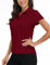 MoFiz Women's Short-Sleeve Polo Shirts Cotton Golf Top Casual Sports Gym Work Tee Shirts Wine-red Size L