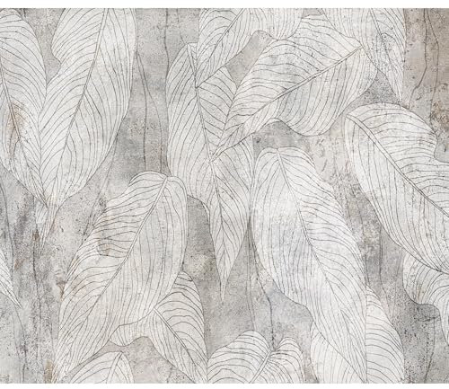 decomonkey Fototapete Pflanzen 350x256 cm Design Tapete Fototapeten Tapeten Wandtapete moderne Wand Schlafzimmer Wohnzimmer Laub Blätter Steinoptik