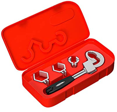 Niktule Llave Inglesa Ajustable - Llave para Lavabo - Multifuncional Plomeros Llave instalación fregaderos con Cabezas reemplazables para tuberías Válvulas Grifos