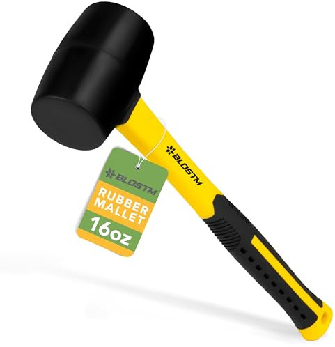 BLOSTM Martello di Gomma - Mazzetta Gomma con Impugnatura Antiscivolo e Resistente, Ideale per Piastrelle, Mattoni, Picchetti per Tende (Non Lascia Segni), Martello Gomma da 32 cm