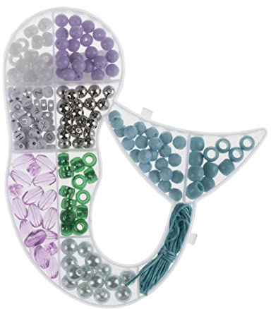 GLOREX 6 1630 332 - Perlenschmuck Set, 265 Stück, in Aufbewahrungsbox Meerjungfrau, blau und grün sortiert, ideal geeignet zur Gestaltung von Schmuck, Accessoires und Dekoration