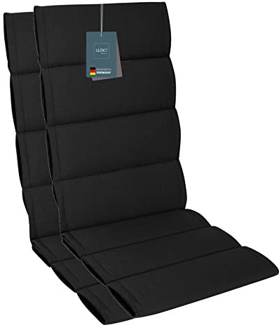 LILENO HOME Gartenstuhl Auflagen als [2er Set - Hochlehner] in Anthrazit Sundance - Bequeme Liegen als Sitzauflagen für Gartenmöbel - Stuhlkissen für Gartenstühle und Klappstühle