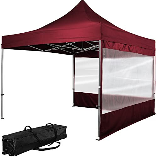 INSTENT Alu-Pavillon 3 x 3 m Pro wasserdicht UV Schutz 50+, rot mit 2 Seitenteilen