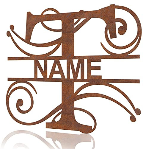 Cosch Edelstahl Personalisiertes Türschild mit Monogramm - Namensschild Haustür dekoratives Schild mit Namen für die Haustür - Monogramm Deko Schild - Ihr Name mit Buchstaben