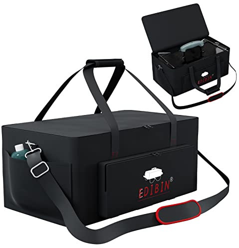 EDIBIN Tragbare Grill-Tragetasche passend für Weber 1141001 Go-Anywhere Gasgrill, robuste 600D wasserdichte Grill-Tragetasche, kompatibel mit Weber 121020 Go-Anywhere Holzkohlegrill, Schwarz,