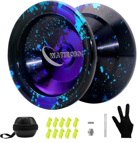 WATIEOBOO Yoyo Professional Metal Responsive Yoyo for Kids 8-12, Unresponsive Yo yo for Adults Intermediate-Advanced Players with U Type KK Bearing + Glove and 10 Replacement Yoyos Strings