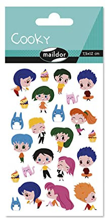 Maildor CY157C - Packung mit 1 Bogen Cooky Stickers, 7,5x12cm, ideal für DIY-Projekte, 1 Pack, Manga