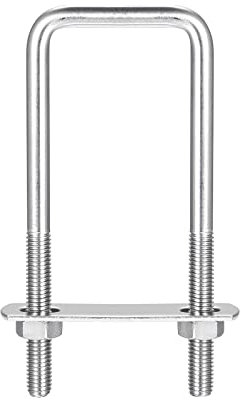 sourcing map Square U-Bolts, 42mm(1.65) Inner Width 120mm Length M8 304 Stainless Steel U Clamp Bolt with Nuts and Plates, for Boat Trailer