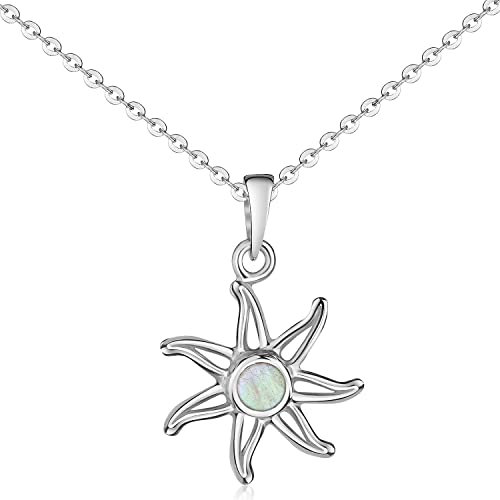 Materia Damen Kette Silber 925 Sonne - Perlmutt Anhänger weiß KA-506-Weiß_K141