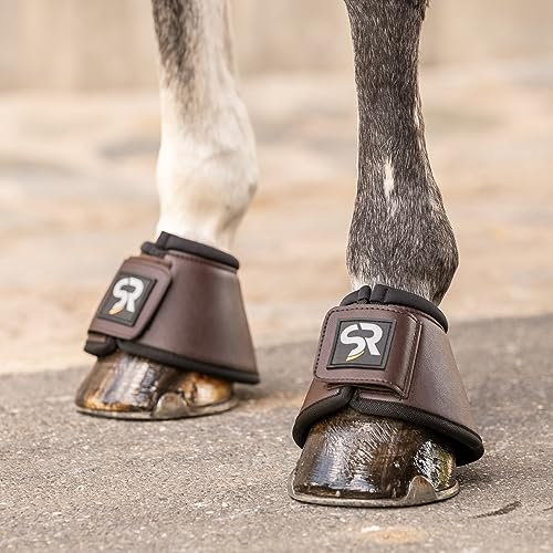 SUNRIDE Hufglocken (2er Set) - für Pferde - aus Leder und Neopren - zum Schutz vor Ballentritten (S (Shetty & Pony), braun)