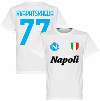 T-Shirt Uomo Bambino Kvaratskhelia 77 Napoli Logo Scudetto Sport Calcio Calcetto Tempo Libero Relax Maglietta Tracksuit Squadra Cuore Napoletano