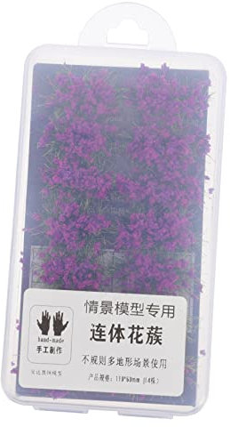Happyyami 2 Kisten Grasschuppen Blumenbüschel Miniatur Mikro-landschaftsrasen Gras-Miniatur Geländemodellbausatz DIY Ministräucher Büsche Künstlich Kunststoffharz Bastelmaterial Violett