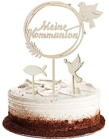 GoldRock Cake Topper Erstkommunion Tortendeko Holz, Cake Topper Kommunion Set,Konfirmation Tortendeko,Cake Topper Konfirmation Personalisiert,Cake Topper Firmung Taufe,Deko Konfirmation Junge Mädchen