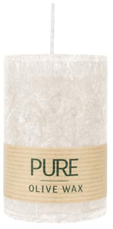 luterna 100% PURE, OLIVE WAX, vegane Stumpenkerze, Sahara, WENZEL, 90/60 mm, Brenndauer ca. 27h