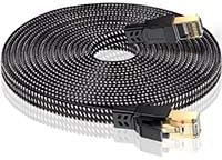 4M Cat 8 Ethernet Cable, Flat High-Speed Gigabit Lan Wire, RJ45 Internet Cord with 40Gbps 2000MHz, Braided Network Lead Compatible with PC, PS5/4, Game Console, Modem, Router, Smart TV (4 meter)