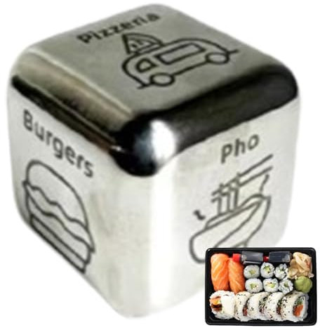 TARAKO Essenswürfel für Paare, Essenswahlwürfel - Jahrestag, Datum, Nacht, Geschenke, Essenswürfel-Spiel | Weihnachtsstrumpffüller, Date-Night-Geschenk, Romantisches Holzpaar, Date-Night-Geschenk für